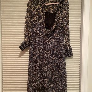 All Saint button up leopard paint dress